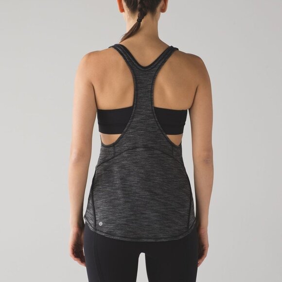 Lululemon Heathered Gray / Black On Track Singlet Tank Size 8 - Picture 3 of 12